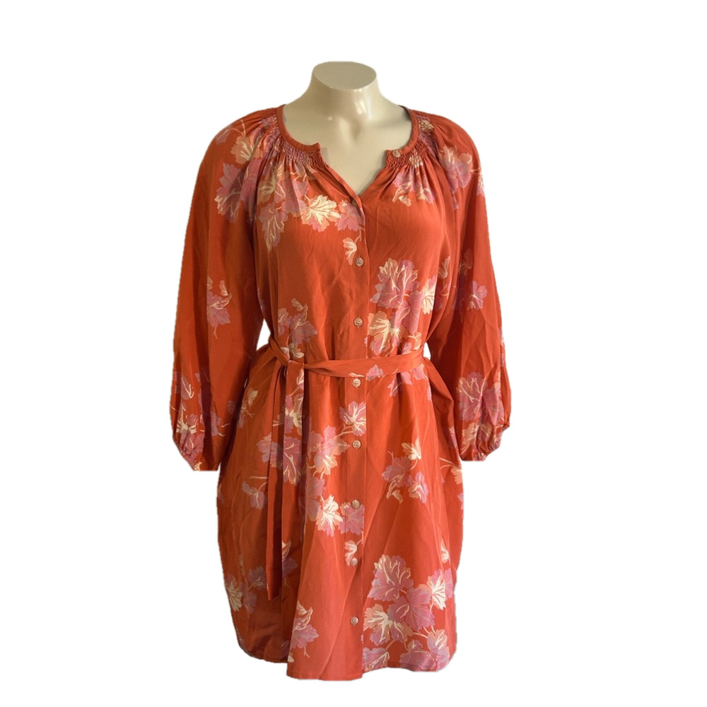 TUCKER 100% silk orange floral tunic / dress SZ P
